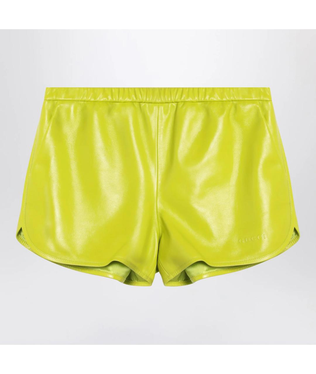 GUCCI Зеленые кожаные шорты, фото 3