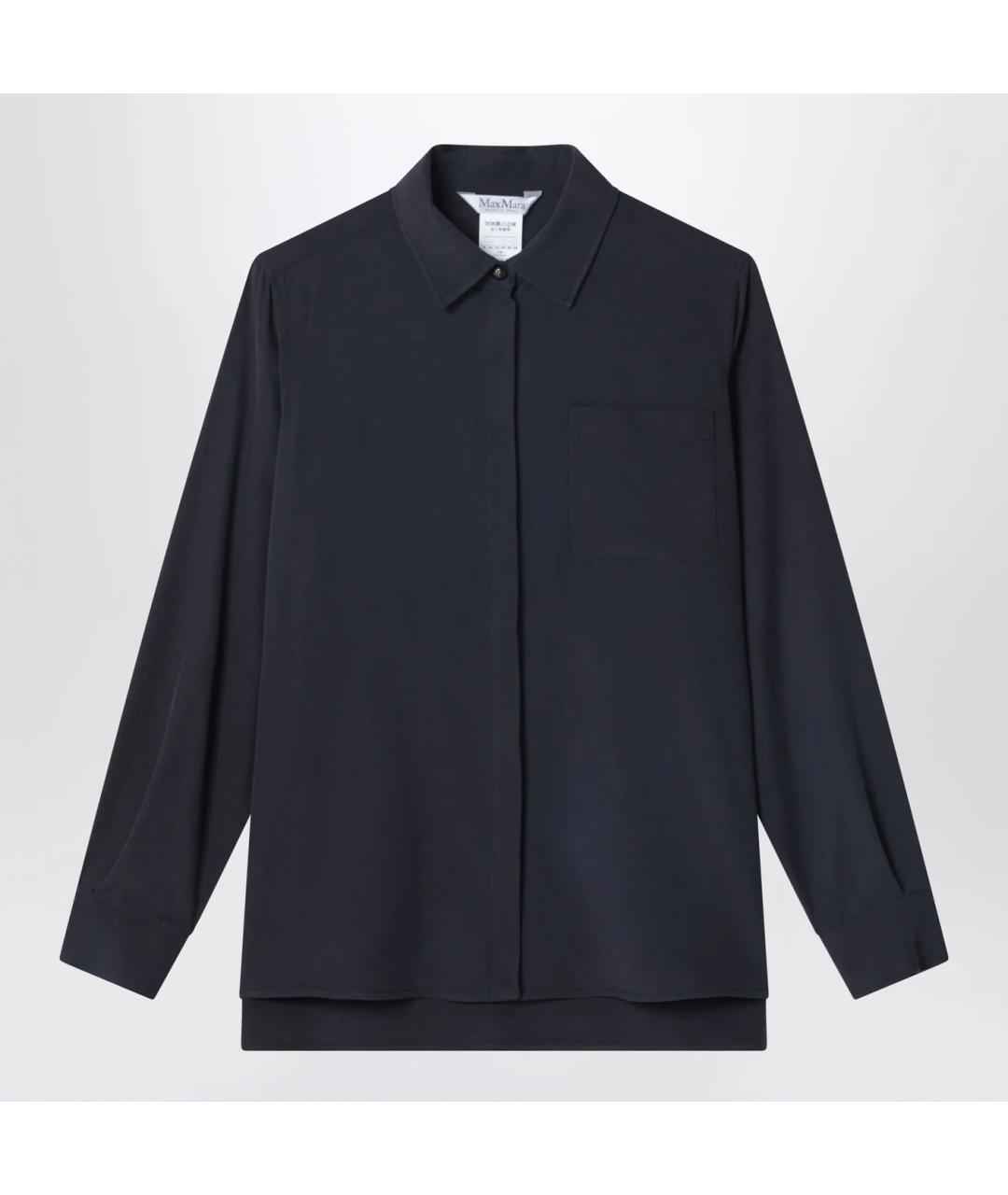 MAX MARA Темно-синяя шелковая рубашка, фото 3
