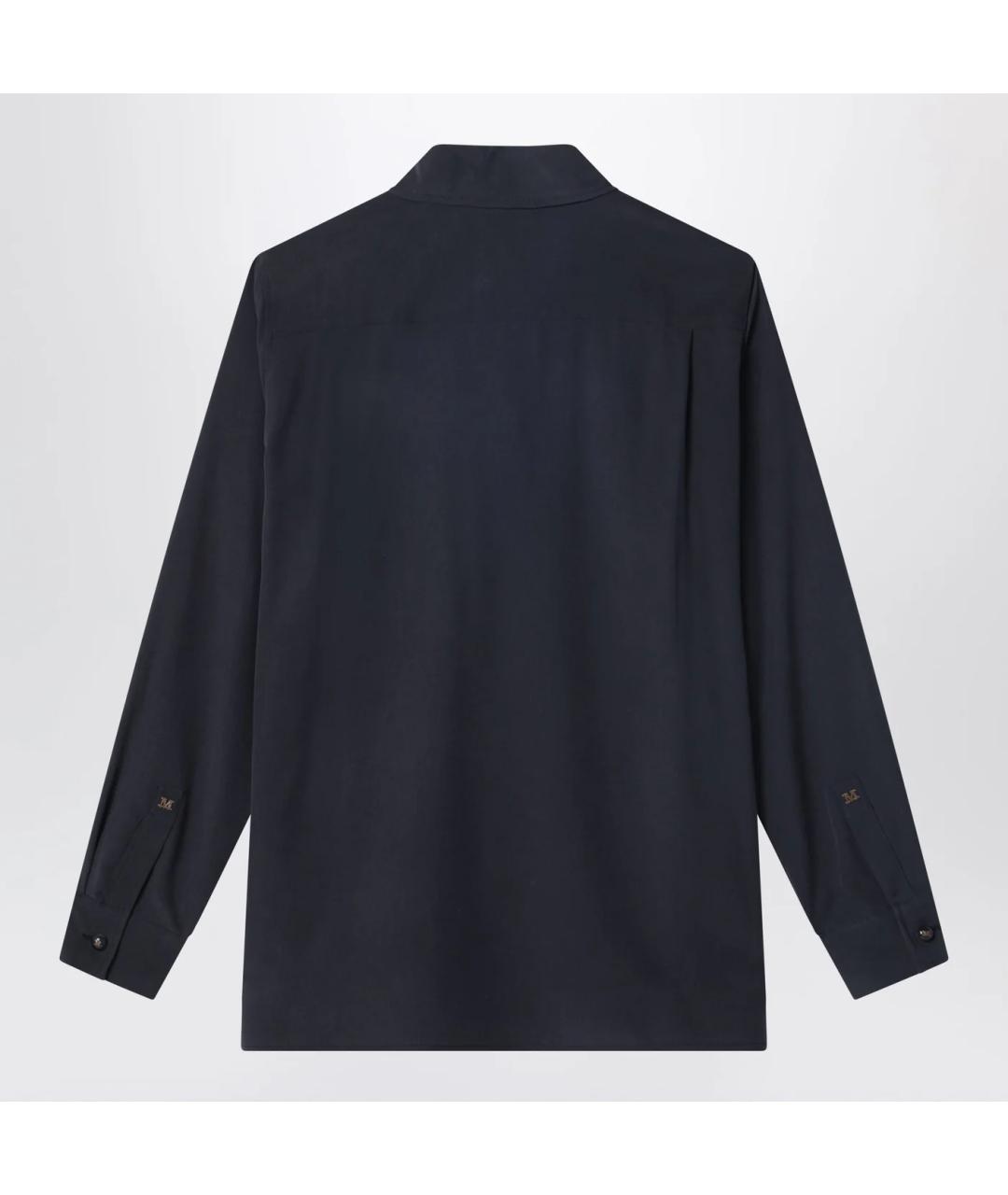 MAX MARA Темно-синяя шелковая рубашка, фото 2