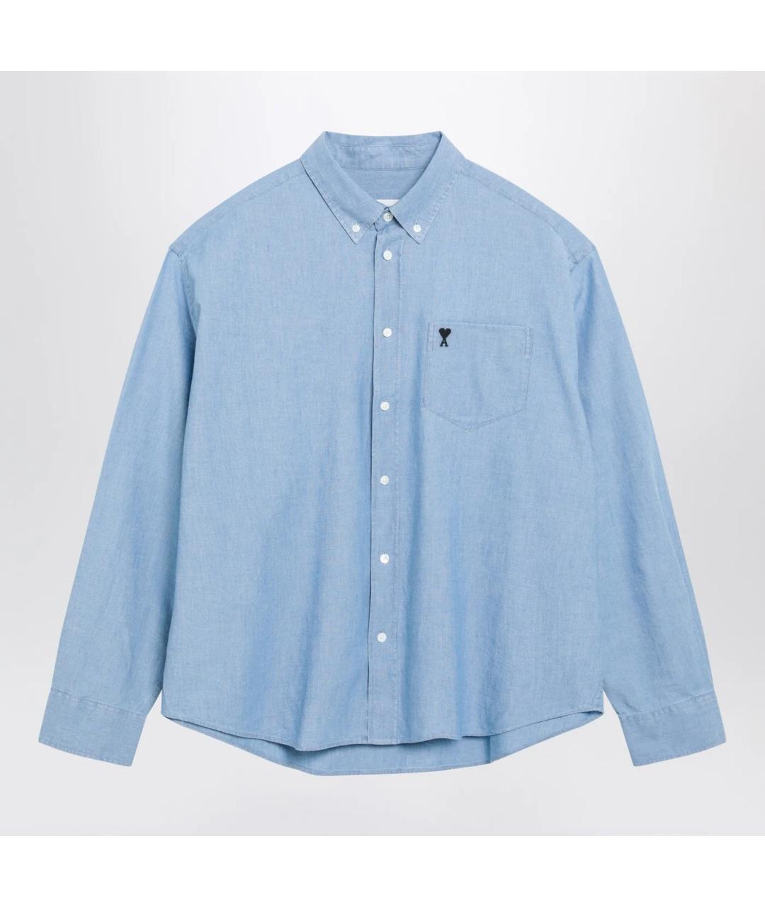 Ami Paris Синяя хлопковая кэжуал рубашка, фото 3