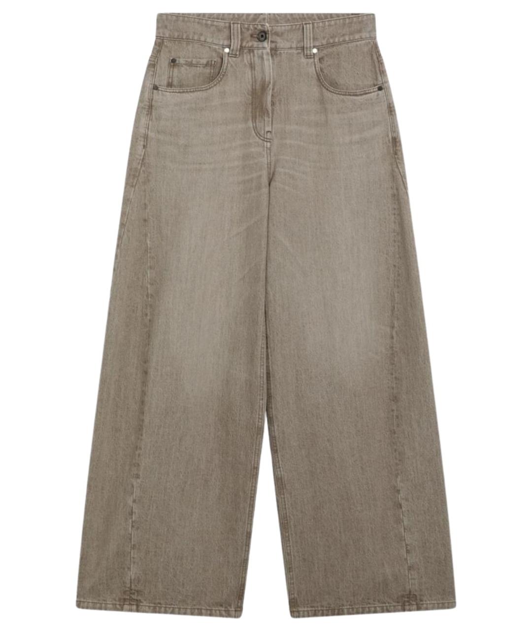 BRUNELLO CUCINELLI Бежевые хлопковые прямые джинсы, фото 1