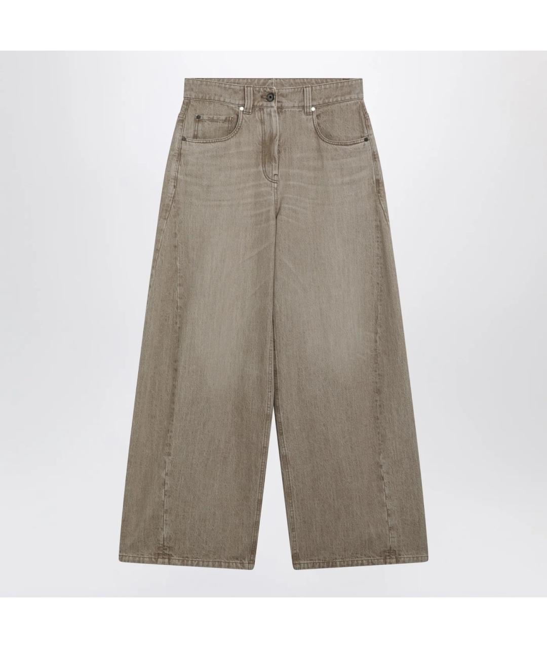 BRUNELLO CUCINELLI Бежевые хлопковые прямые джинсы, фото 3