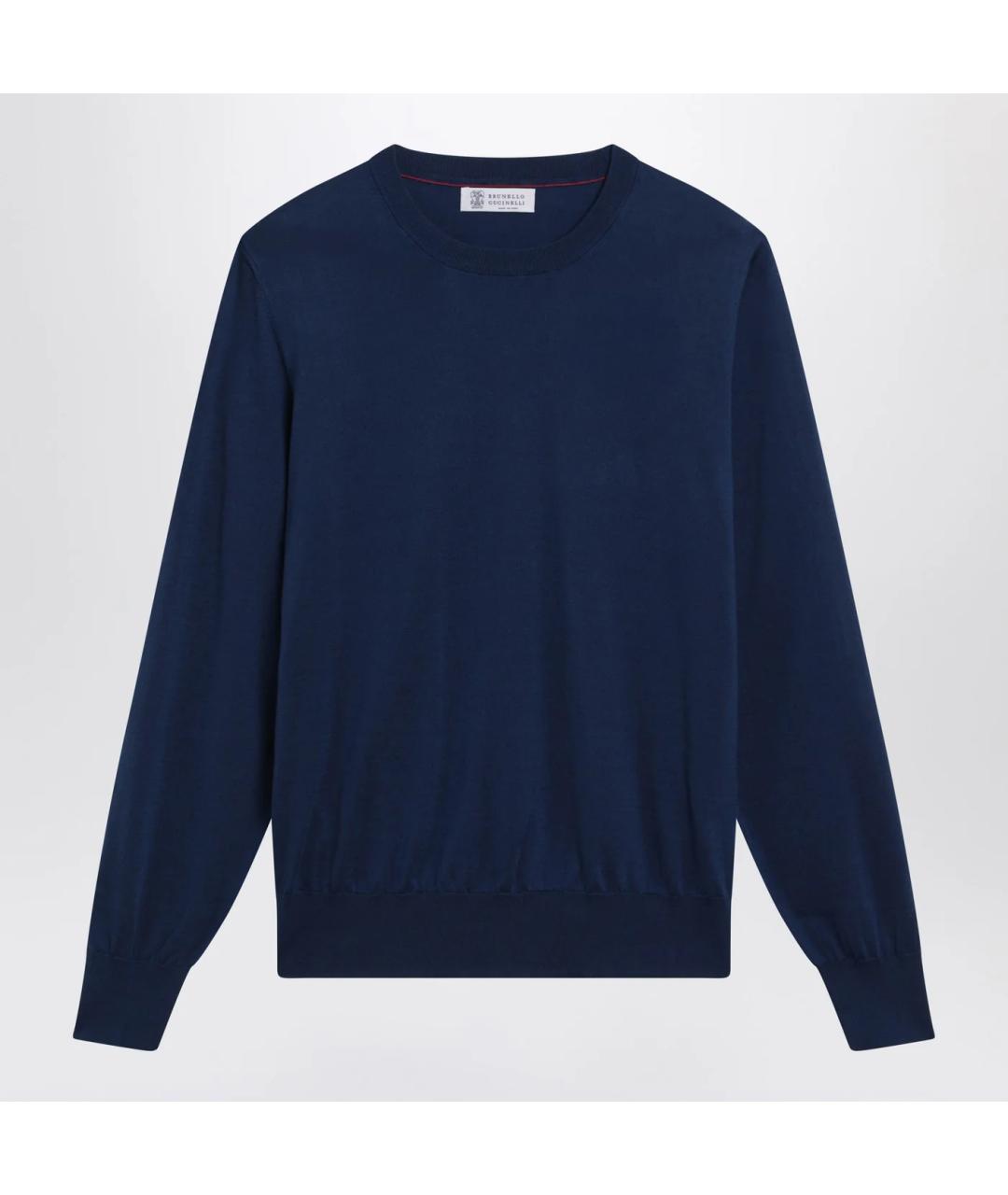 BRUNELLO CUCINELLI Темно-синий хлопковый джемпер / свитер, фото 3