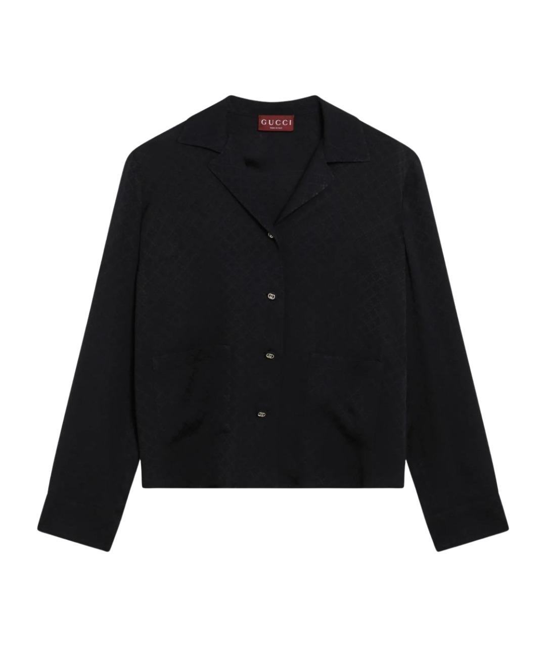 GUCCI Темно-синяя шелковая блузы, фото 1