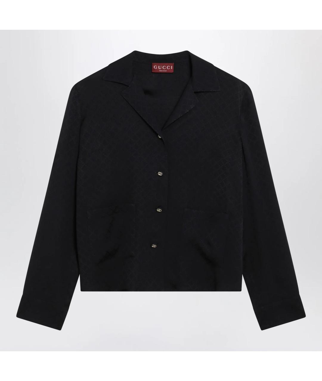 GUCCI Темно-синяя шелковая блузы, фото 3