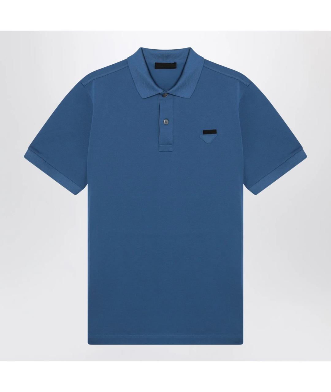 PRADA Синее хлопковое поло с коротким рукавом, фото 3