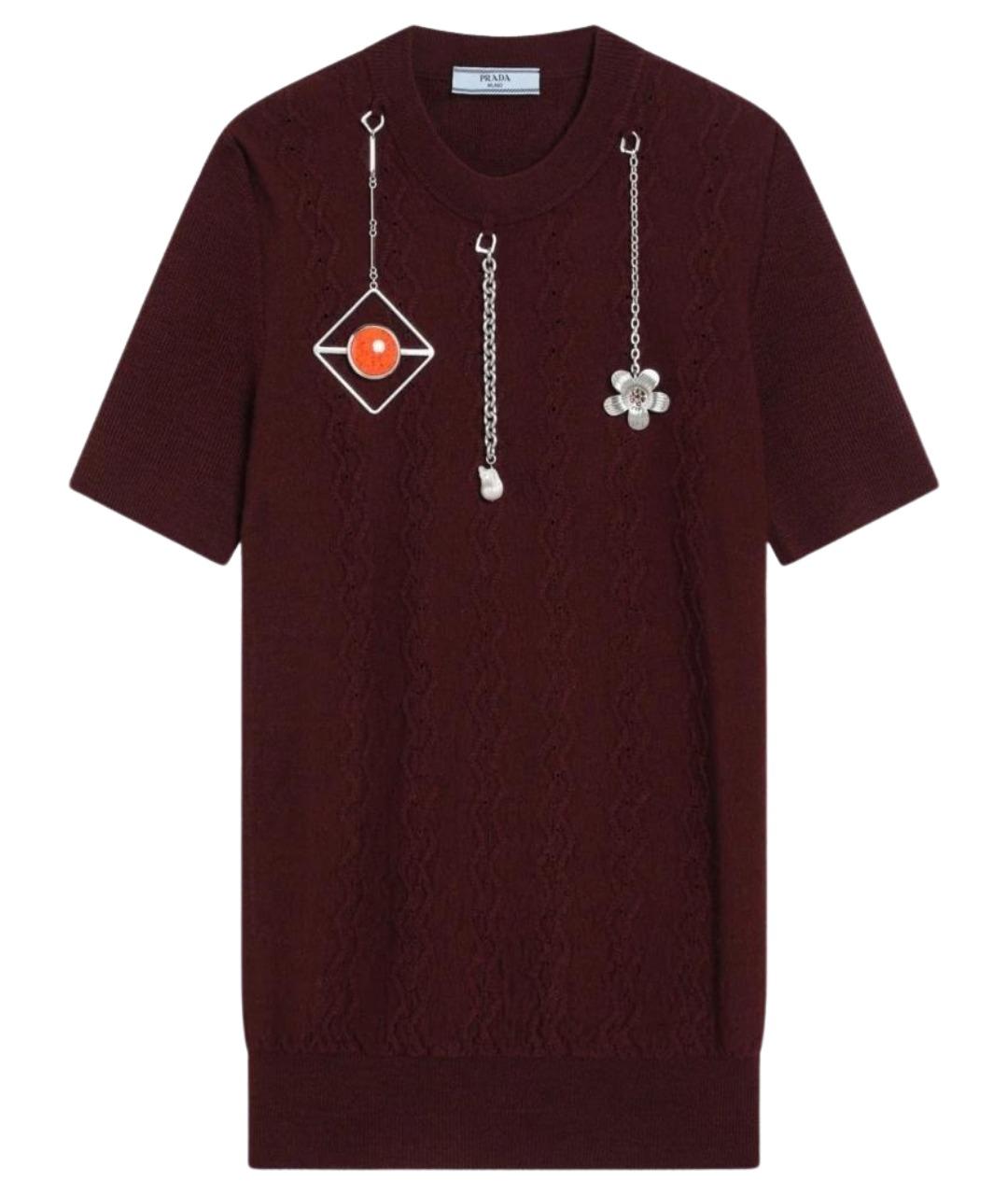 PRADA Бордовый шерстяной джемпер / свитер, фото 1