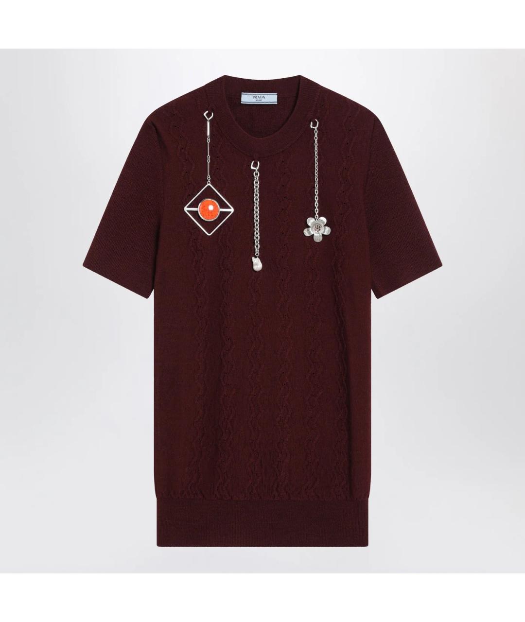 PRADA Бордовый шерстяной джемпер / свитер, фото 3