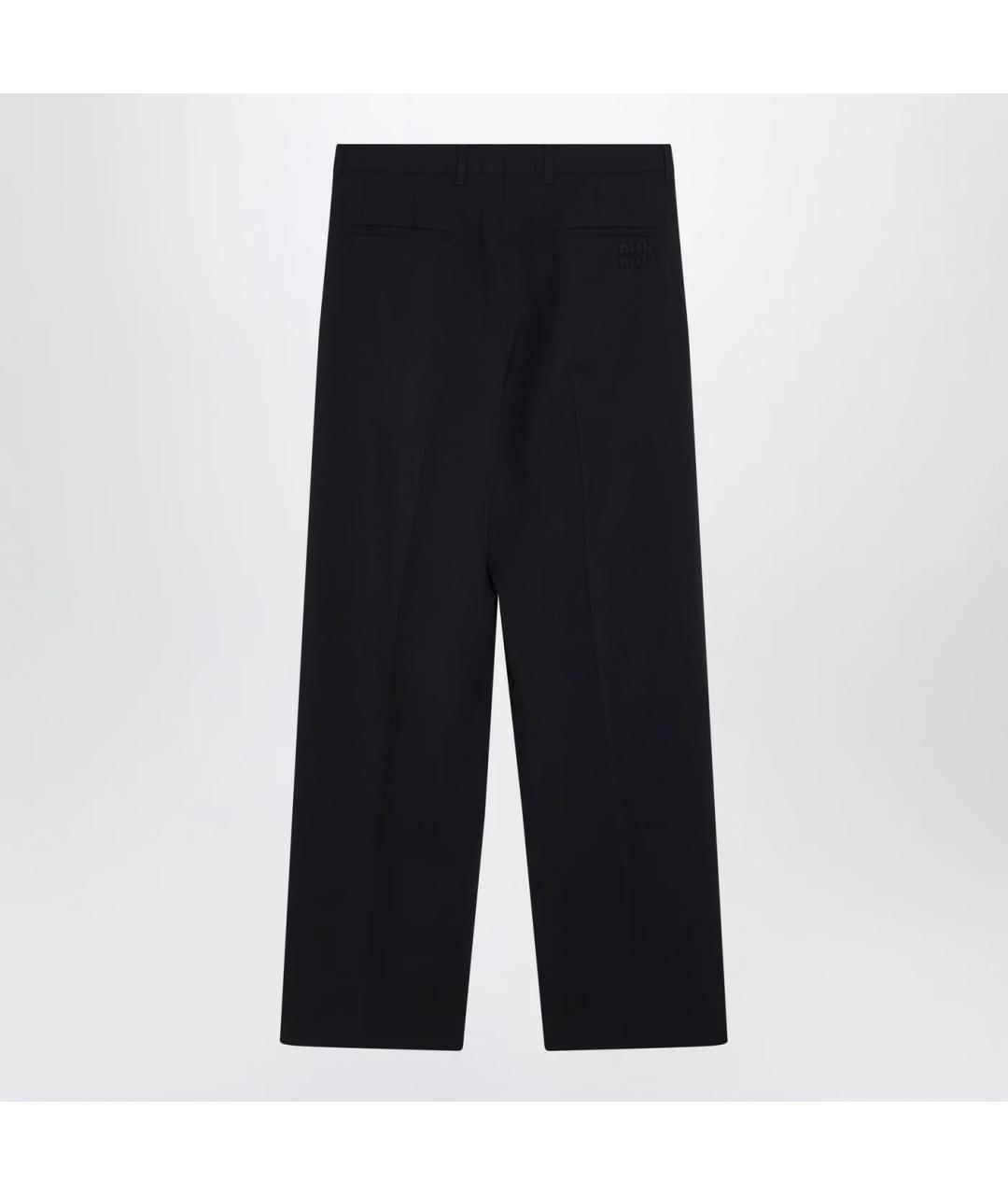 MIU MIU Темно-синие шерстяные прямые брюки, фото 2