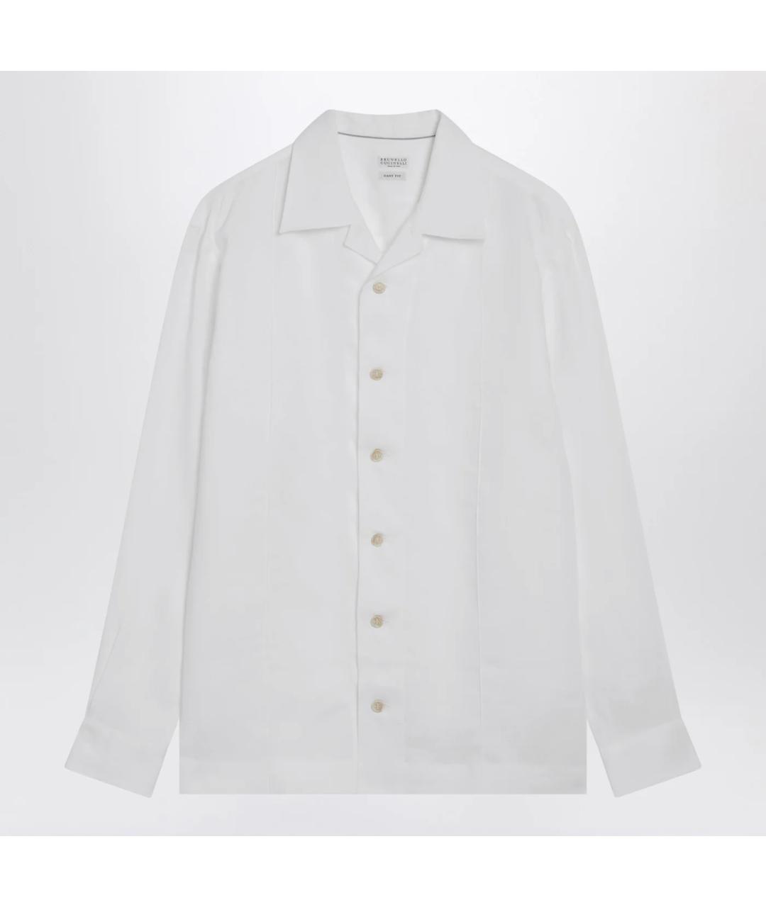BRUNELLO CUCINELLI Белая льняная кэжуал рубашка, фото 3
