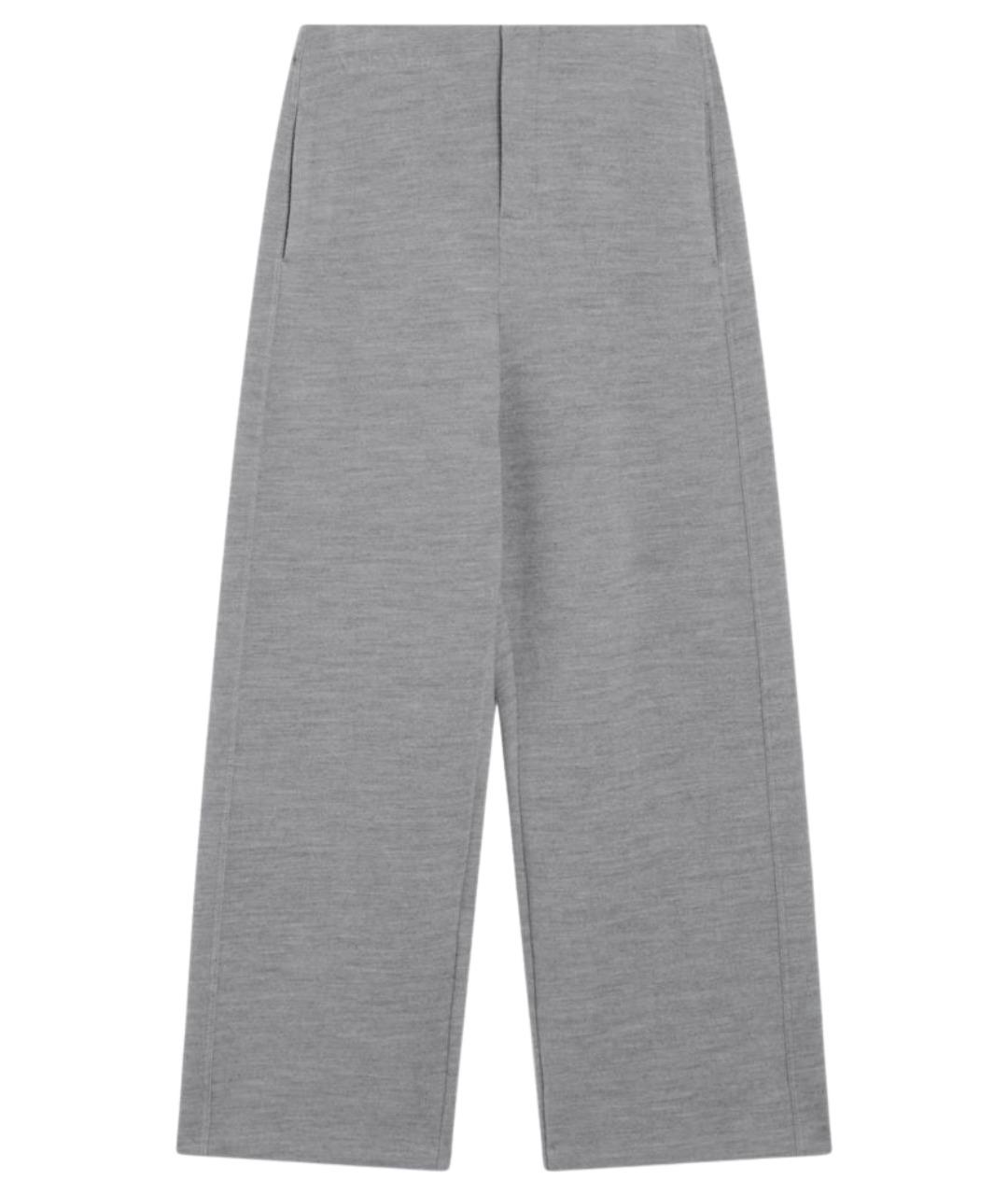 MAX MARA Серые шерстяные прямые брюки, фото 1