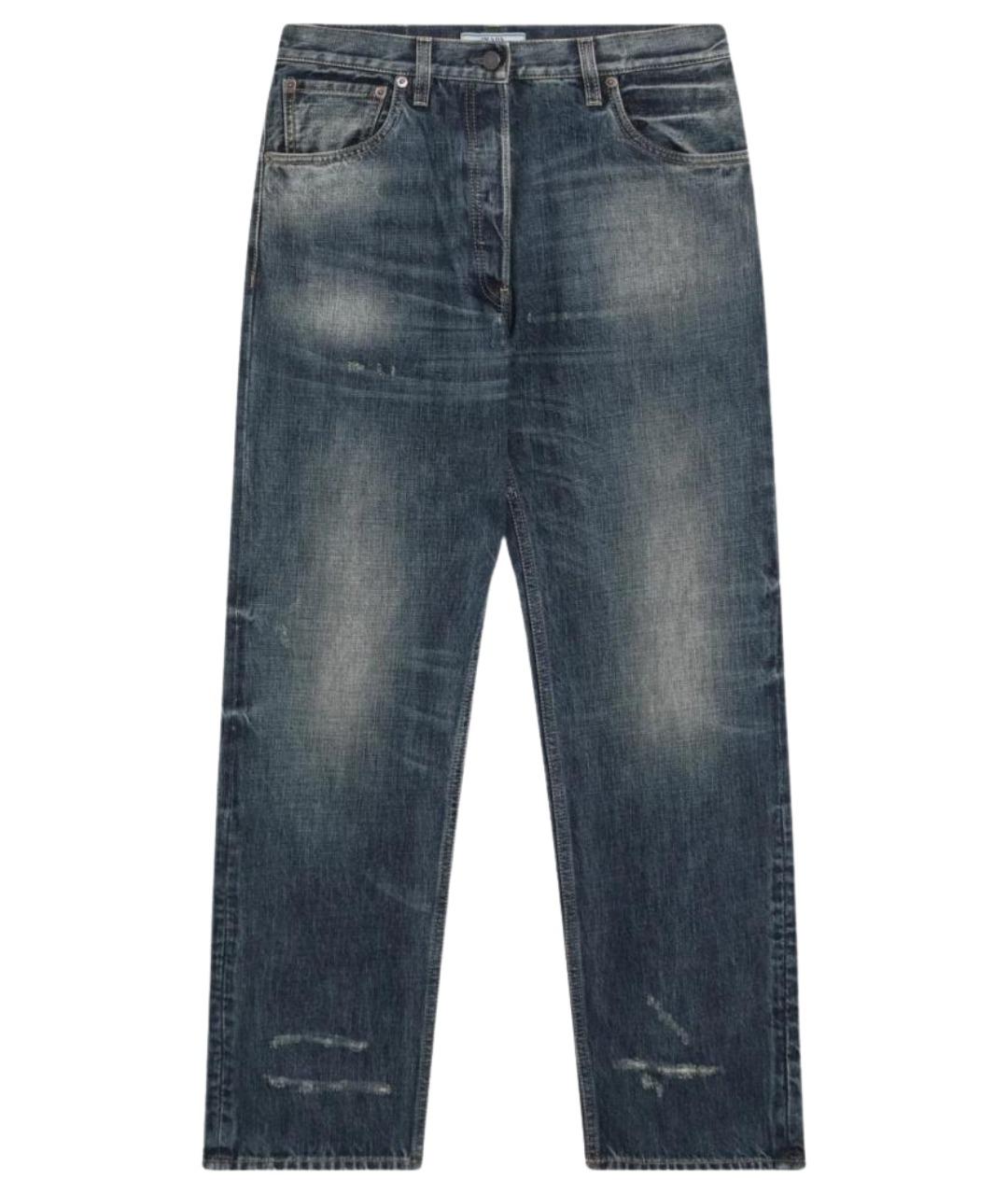 PRADA Синие хлопковые прямые джинсы, фото 1