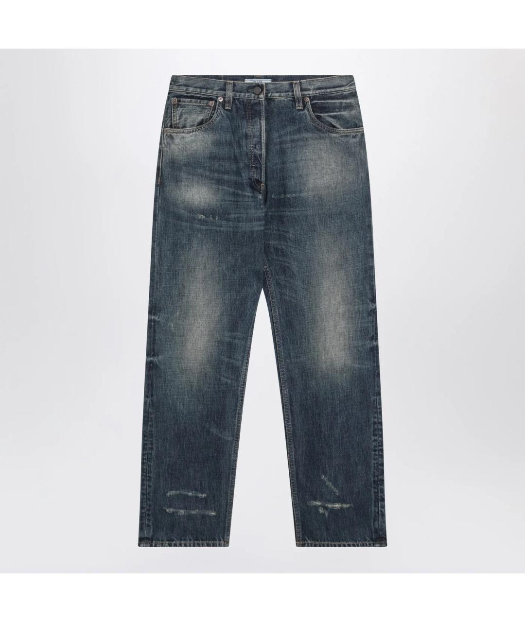 PRADA Синие хлопковые прямые джинсы, фото 3