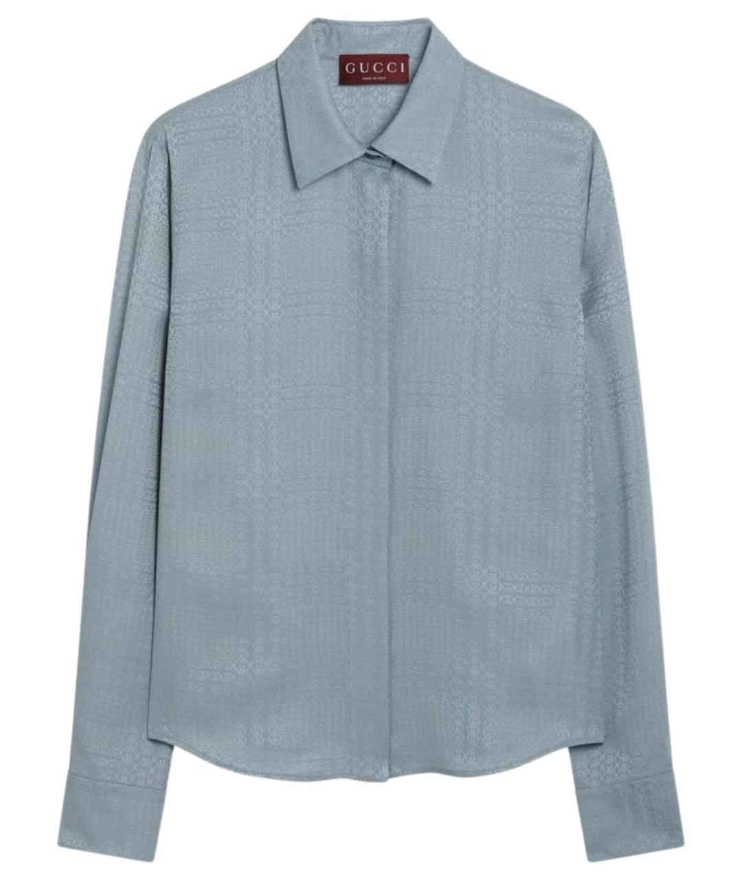 GUCCI Голубая шелковая блузы, фото 1