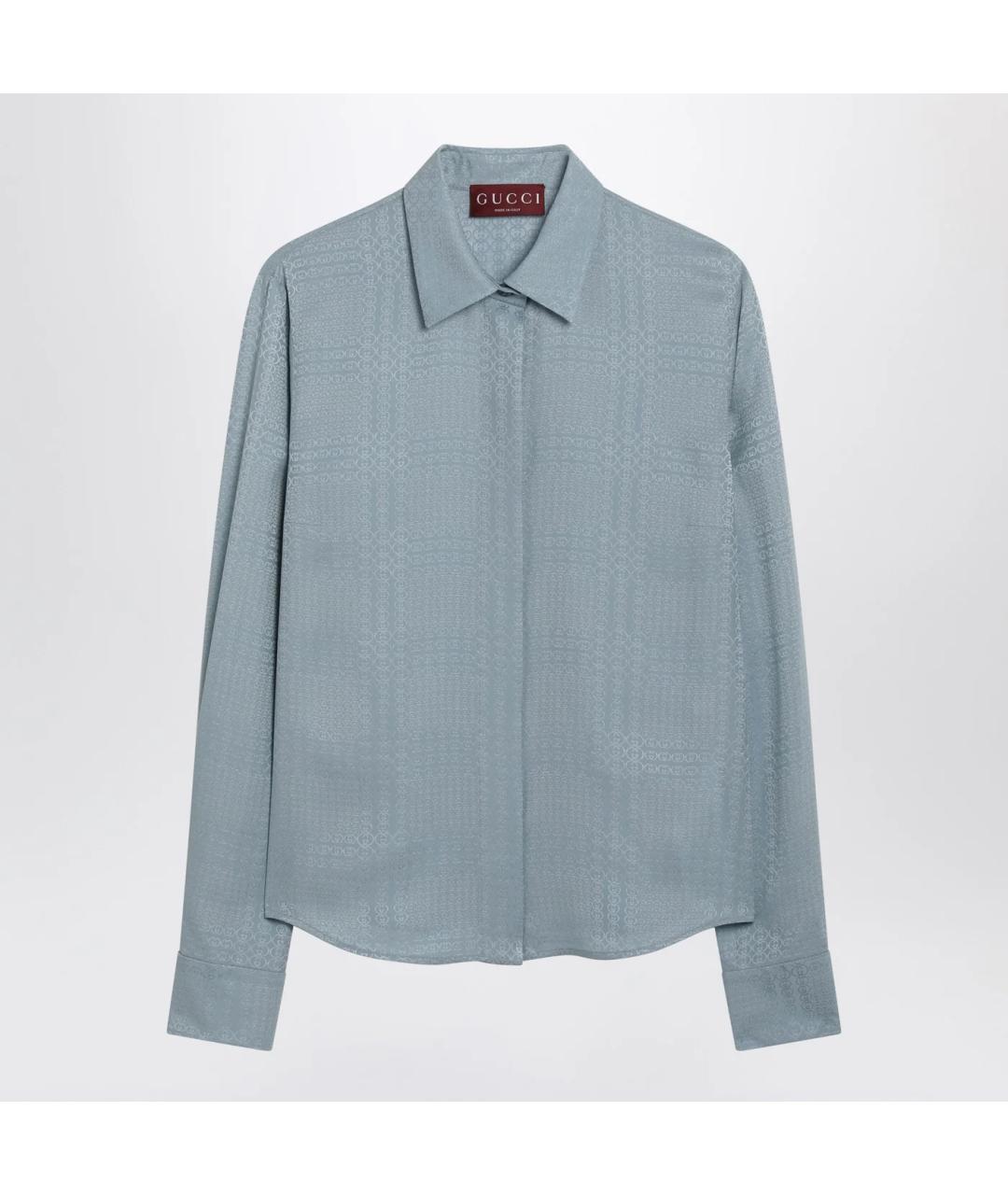GUCCI Голубая шелковая блузы, фото 3