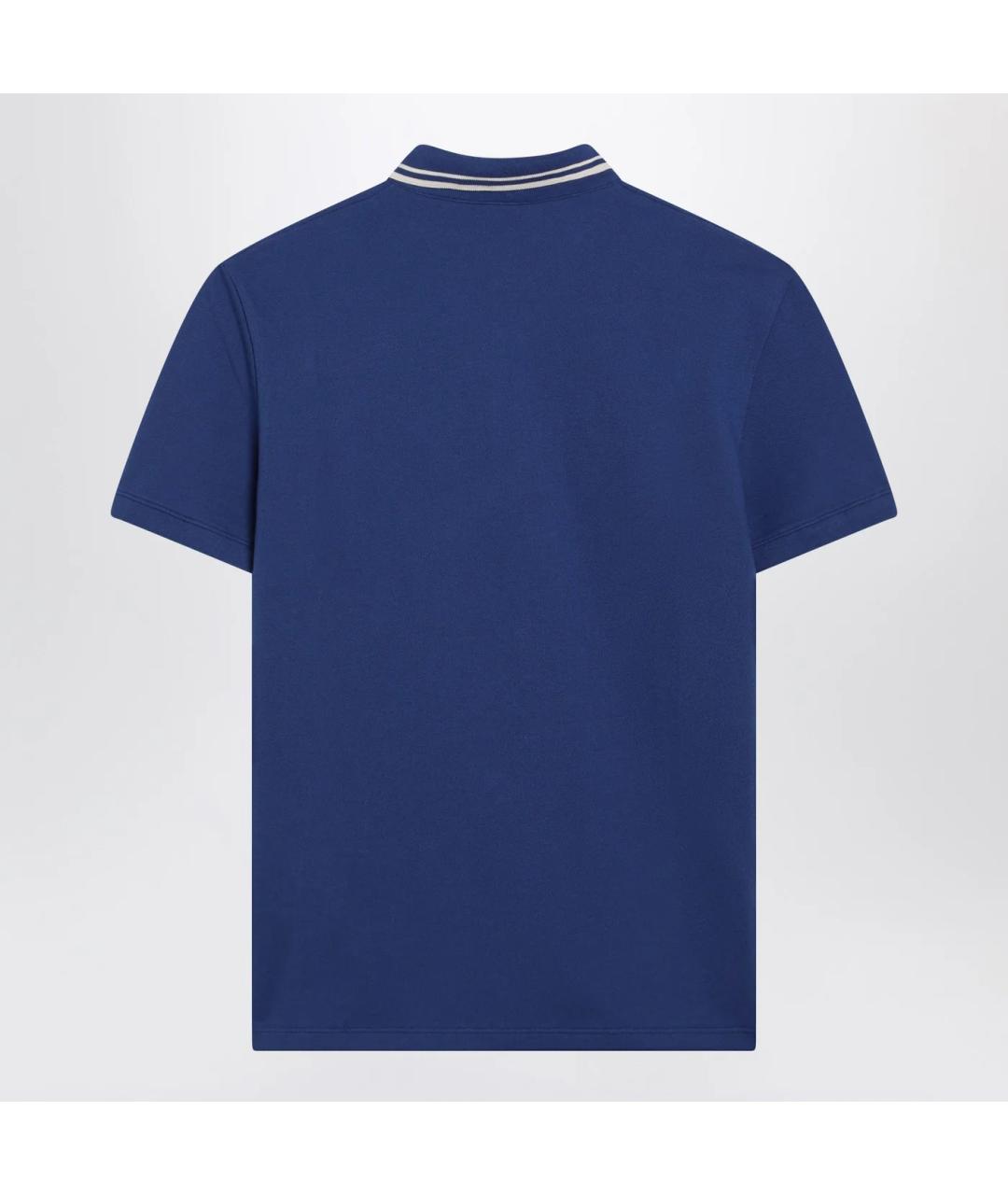 VALENTINO Синее хлопковое поло с коротким рукавом, фото 2