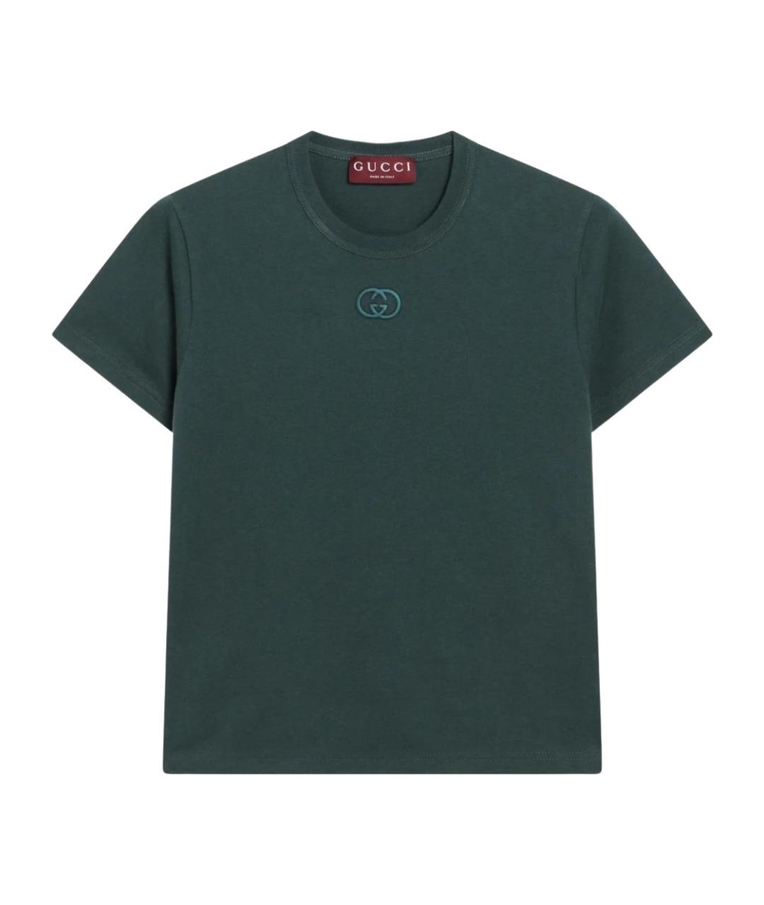 GUCCI Зеленая хлопковая футболка, фото 1