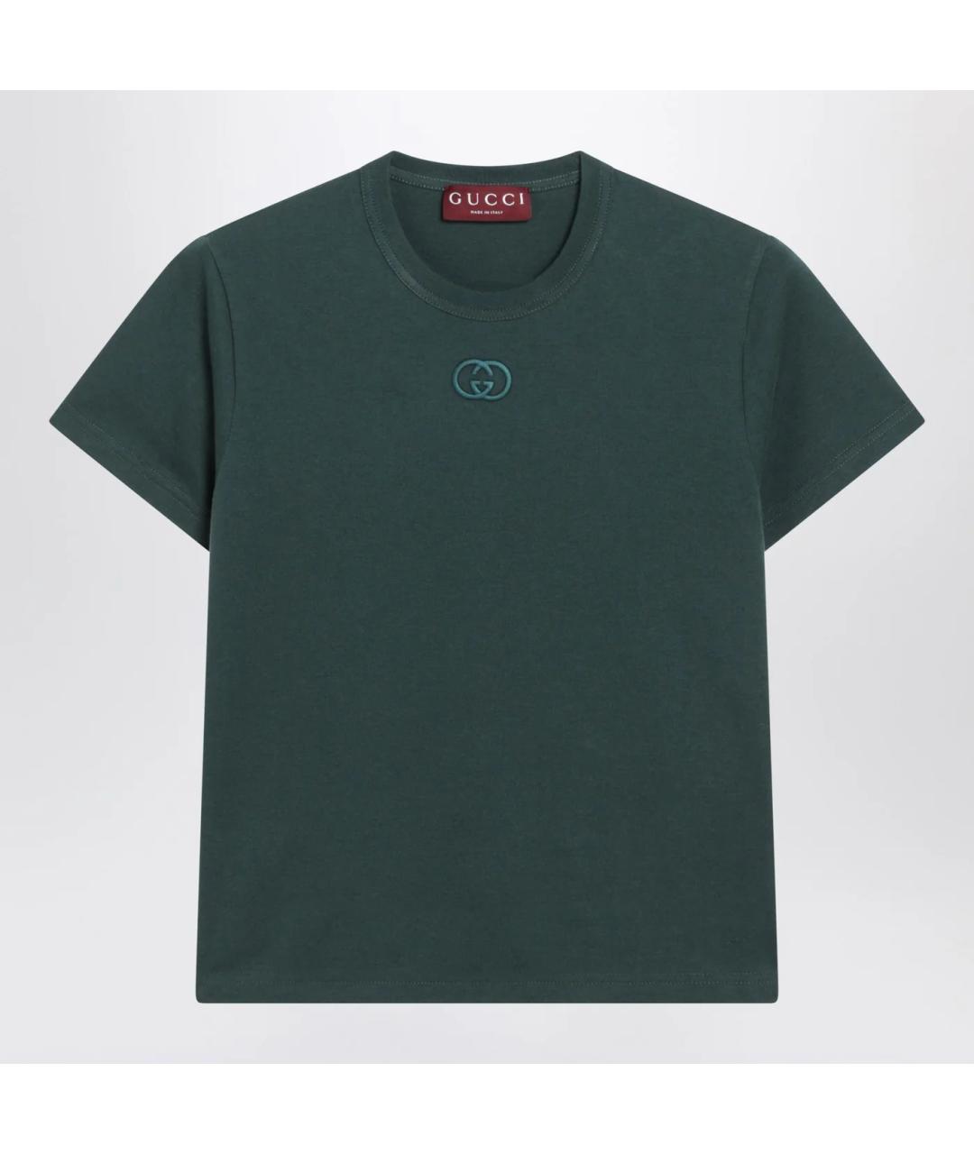 GUCCI Зеленая хлопковая футболка, фото 3
