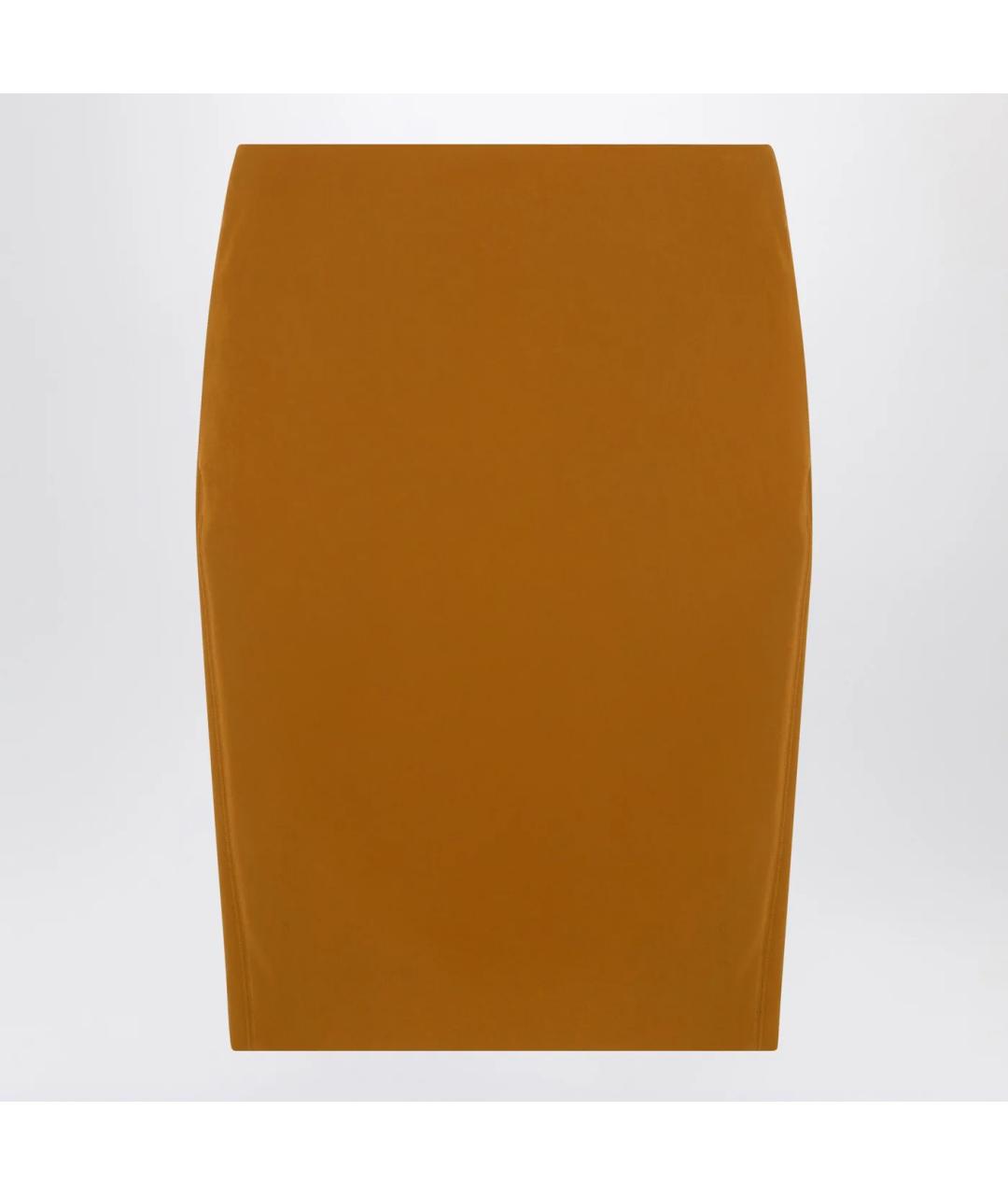 SAINT LAURENT Оранжевая вискозная юбка миди, фото 3