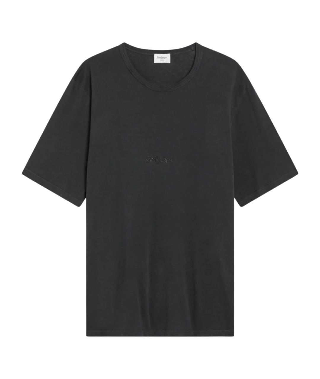 SAINT LAURENT Черная хлопковая футболка, фото 1