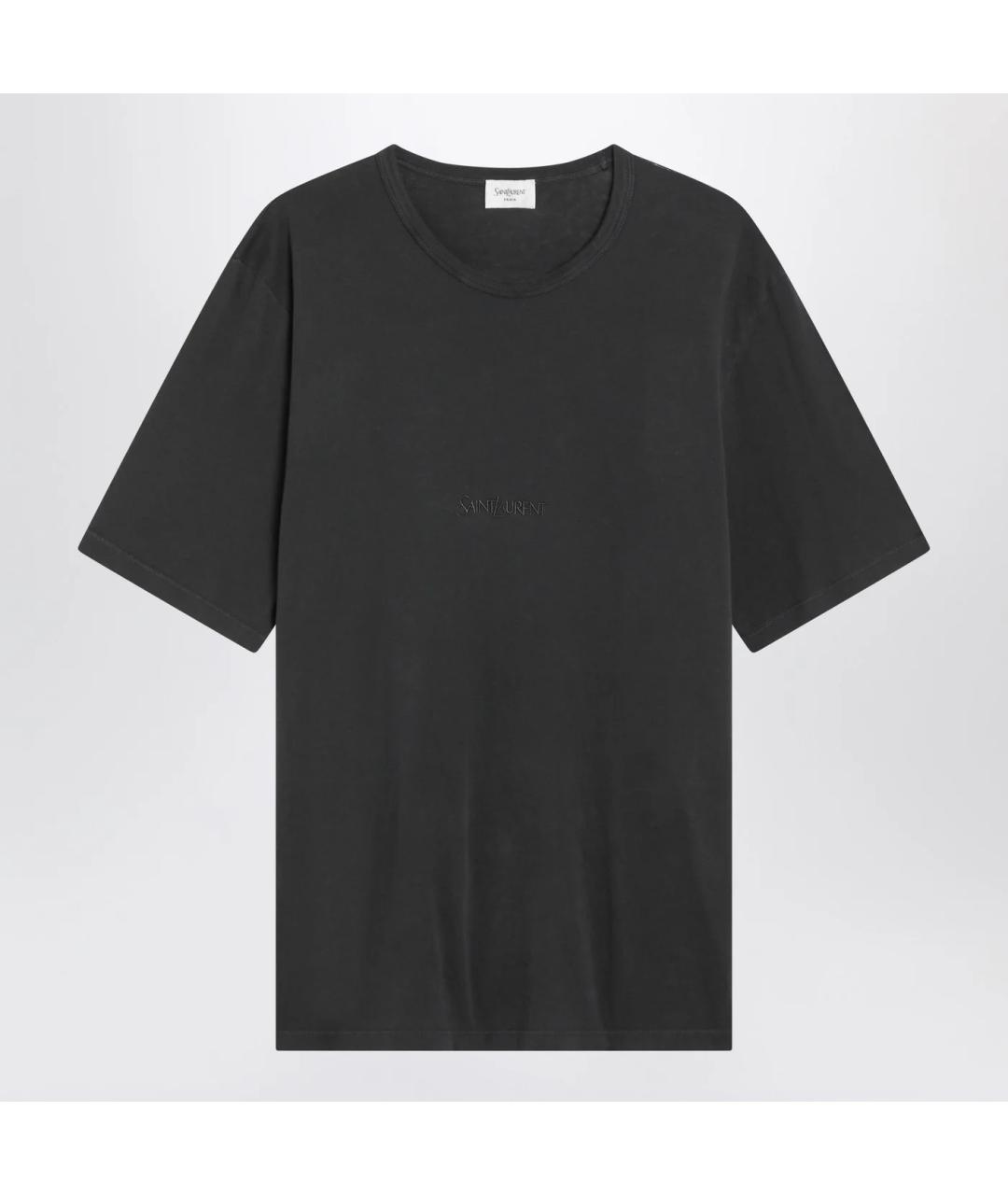 SAINT LAURENT Черная хлопковая футболка, фото 3