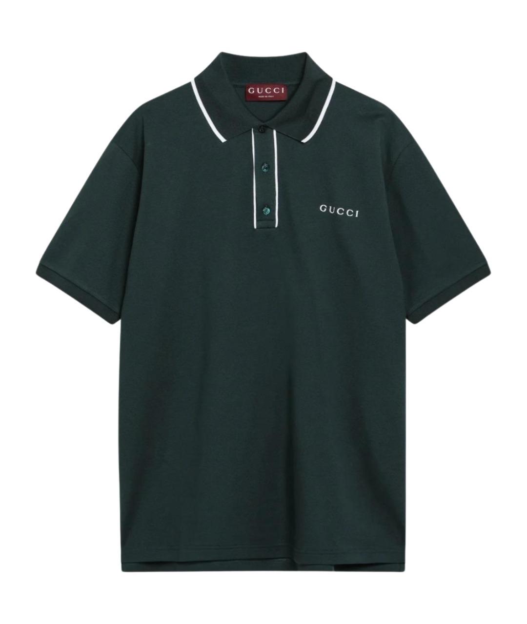 GUCCI Черное хлопковое поло с коротким рукавом, фото 1