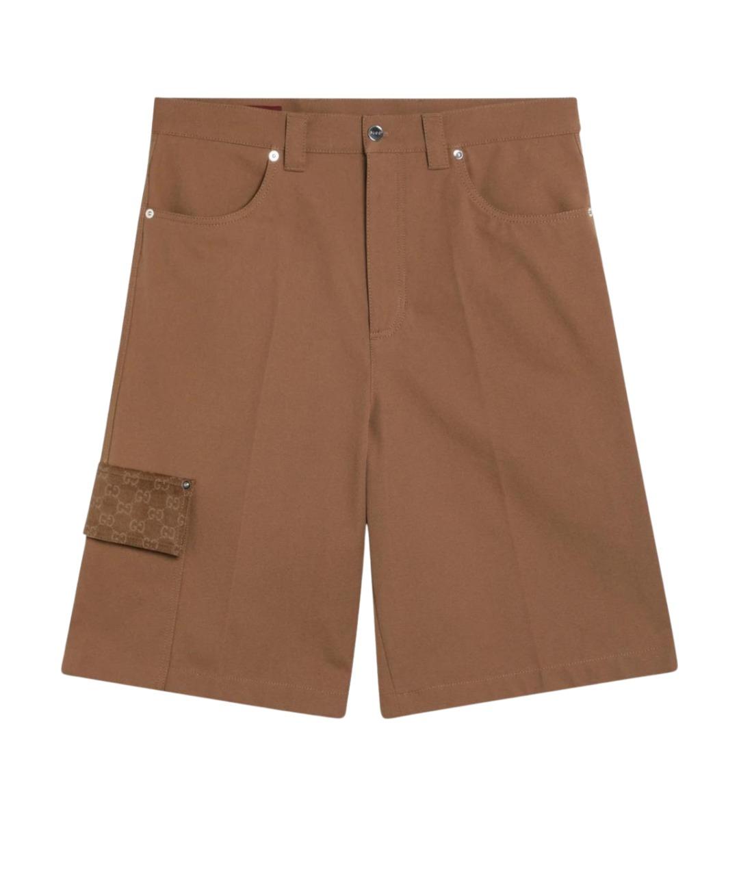 GUCCI Коричневые хлопковые шорты, фото 1