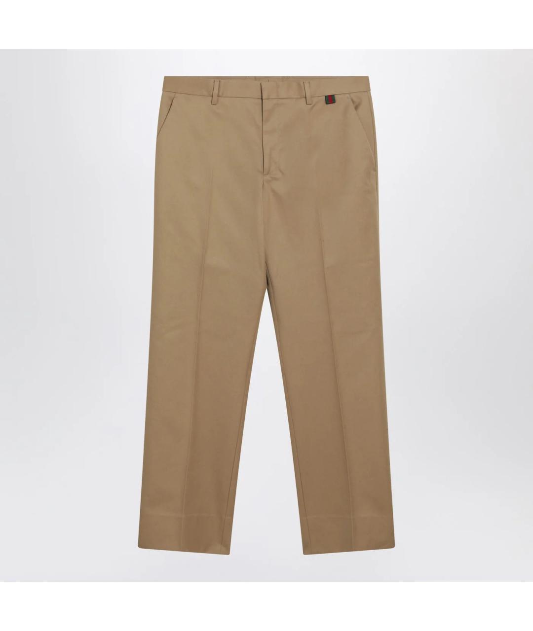 GUCCI Бежевые хлопковые повседневные брюки, фото 3