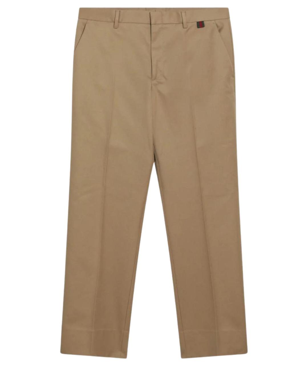 GUCCI Бежевые хлопковые повседневные брюки, фото 1