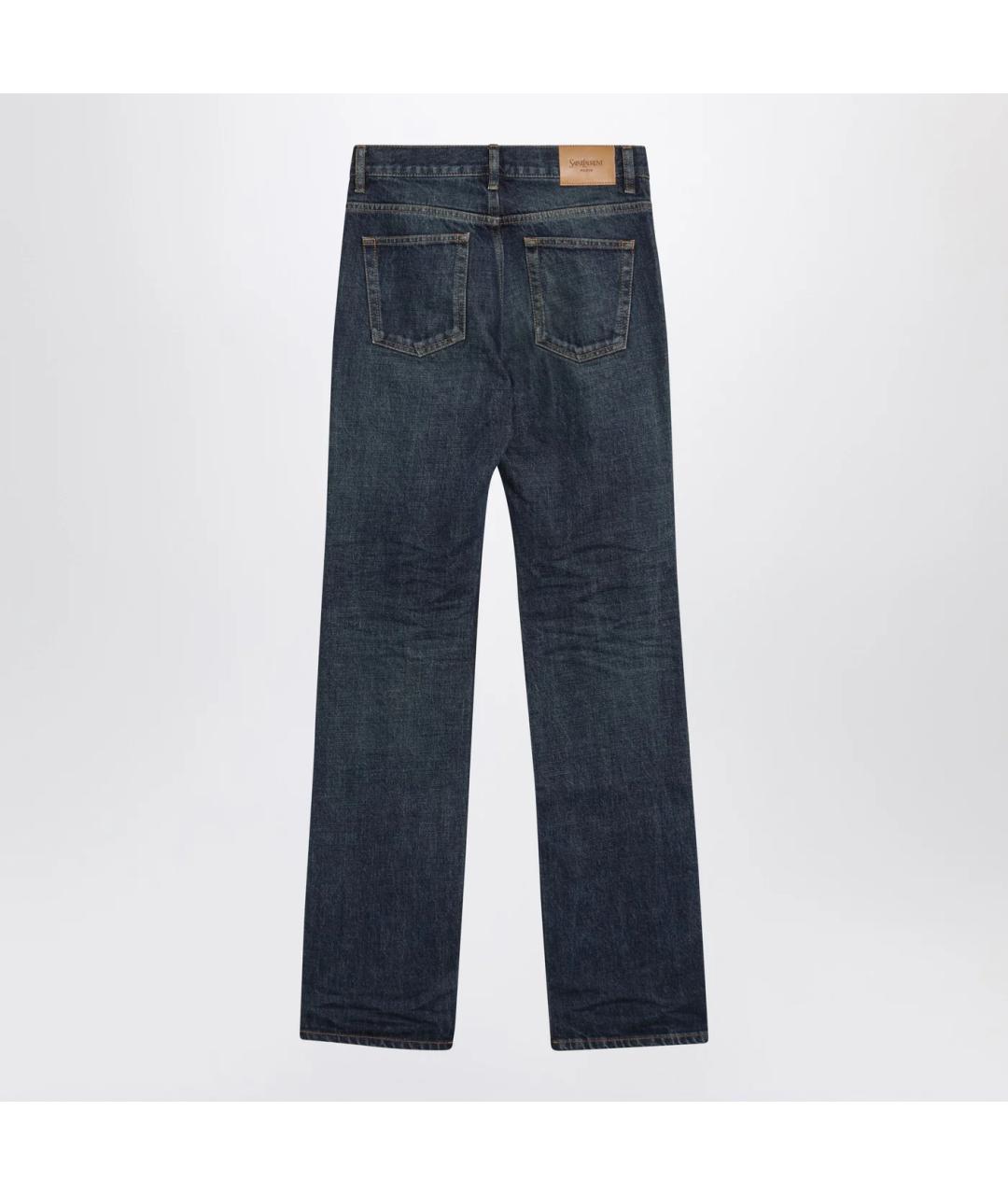 SAINT LAURENT Темно-синие хлопковые прямые джинсы, фото 2