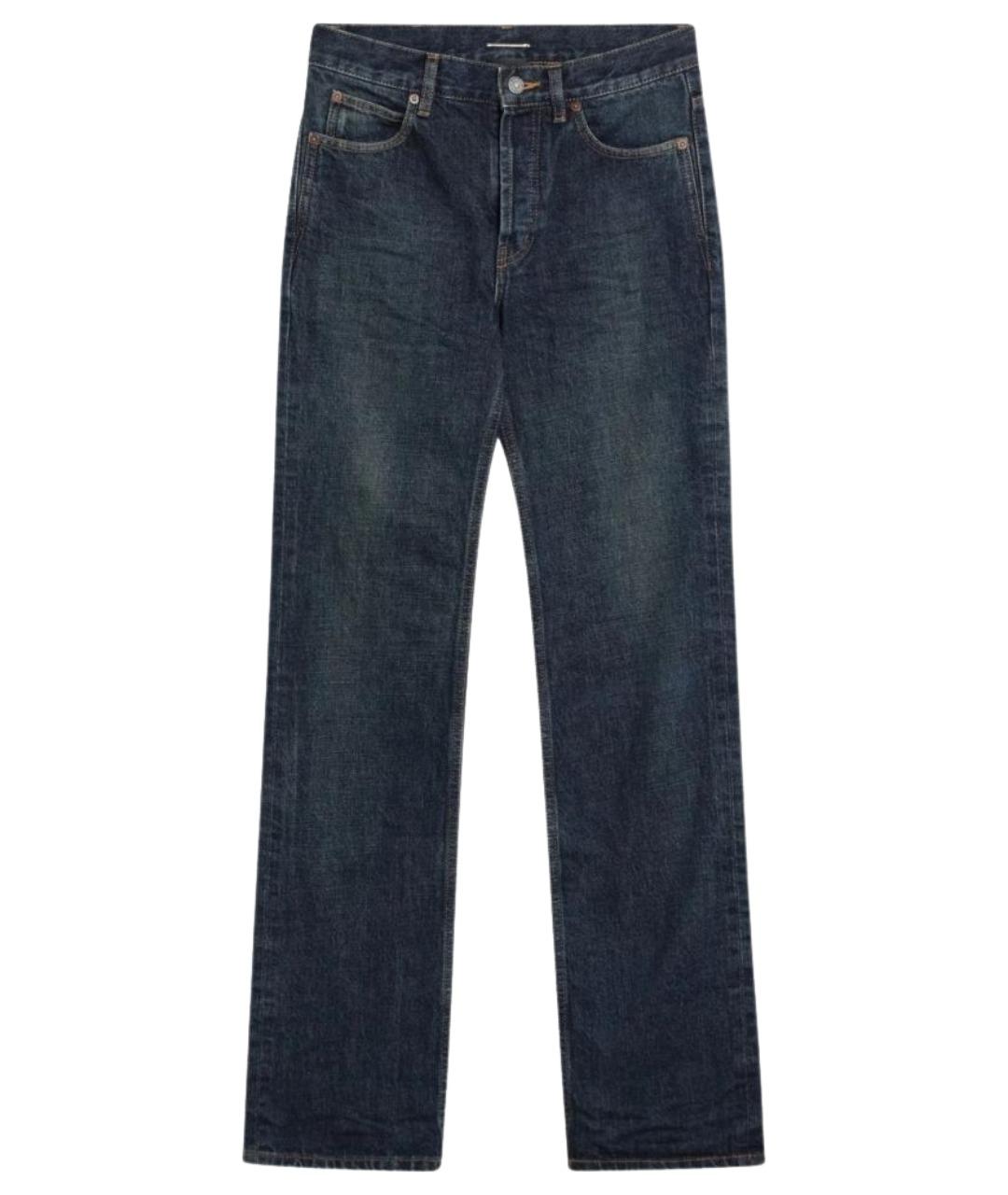 SAINT LAURENT Темно-синие хлопковые прямые джинсы, фото 1