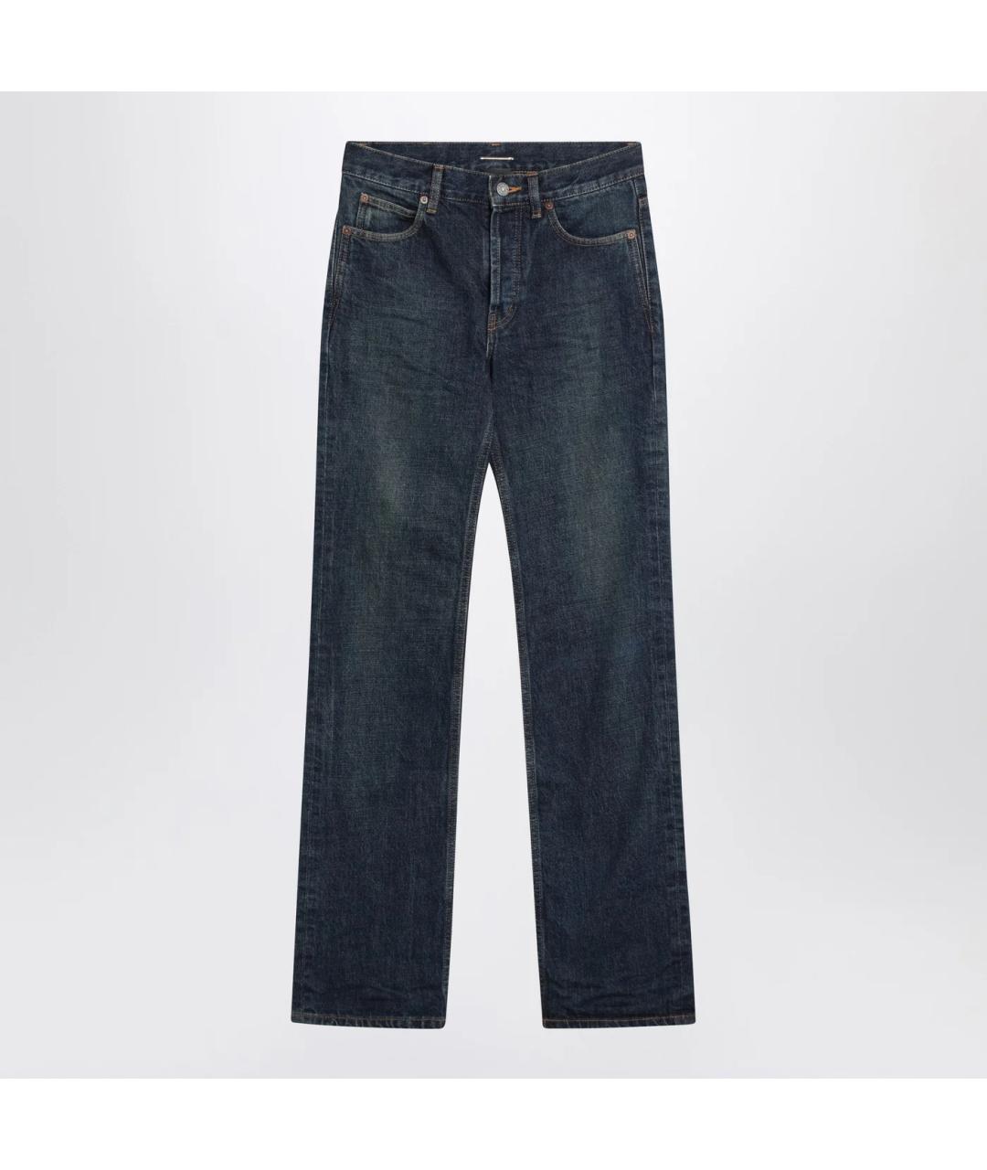 SAINT LAURENT Темно-синие хлопковые прямые джинсы, фото 3