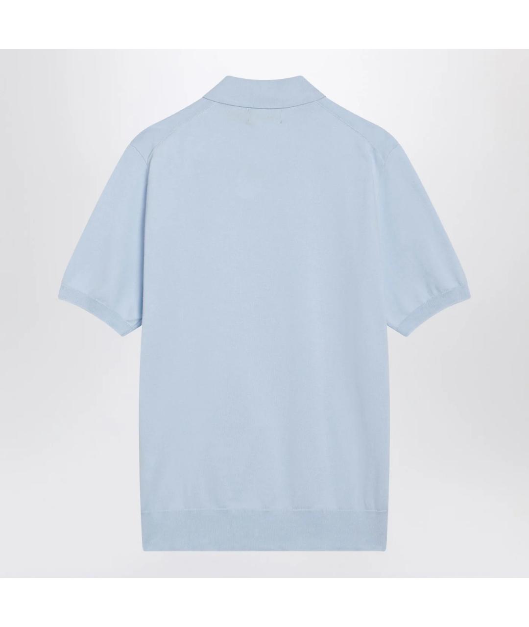 POLO RALPH LAUREN Голубое хлопковое поло с коротким рукавом, фото 2