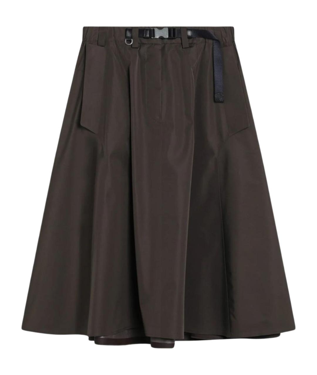 PRADA Зеленая полиэстеровая юбка миди, фото 1