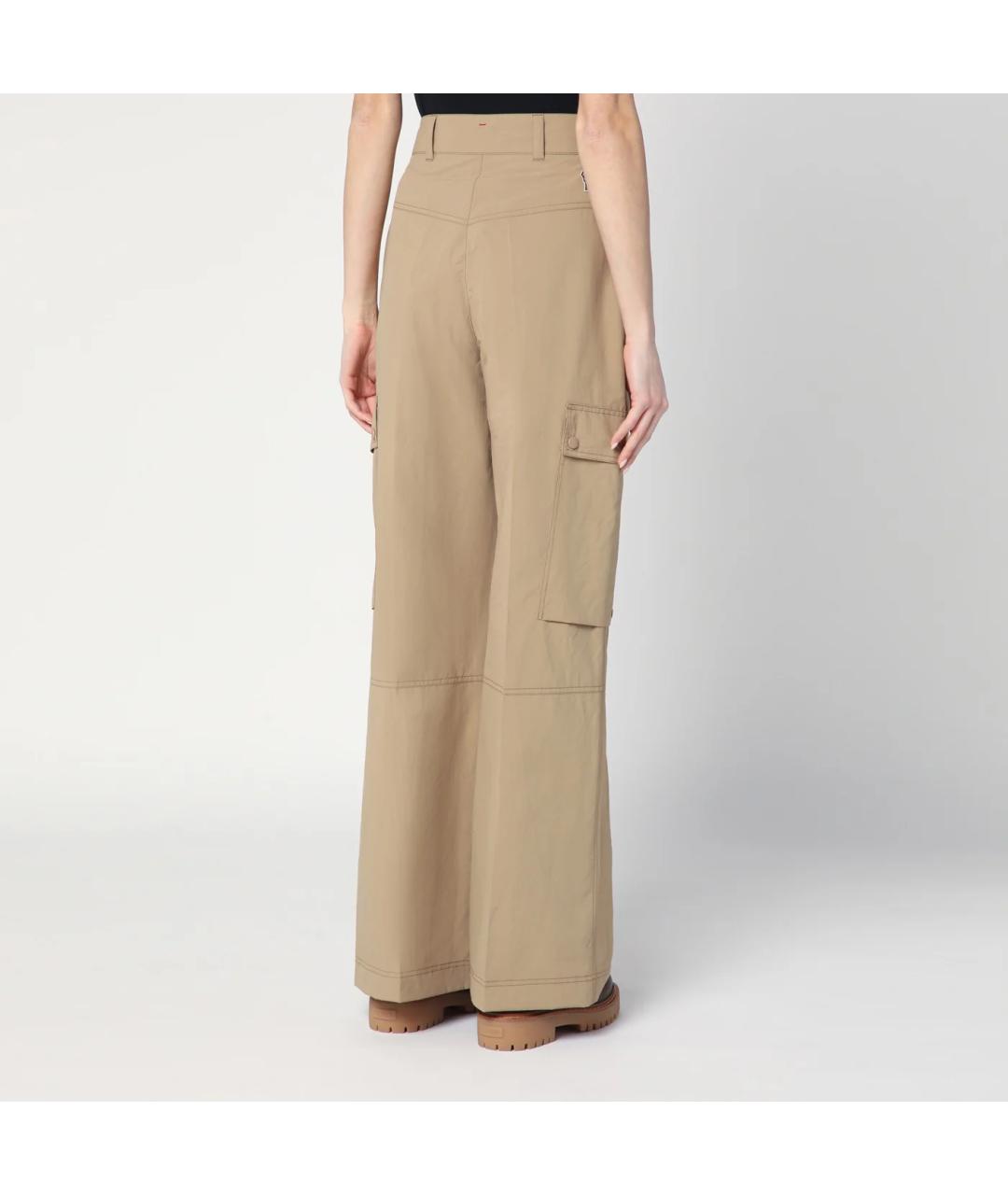 MONCLER GRENOBLE Бежевые хлопковые прямые брюки, фото 2