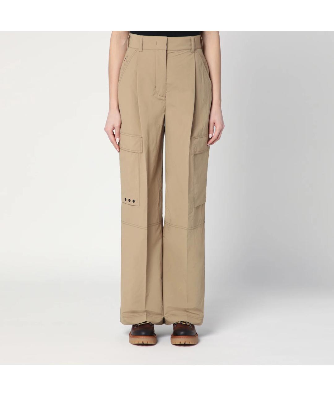 MONCLER GRENOBLE Бежевые хлопковые прямые брюки, фото 3