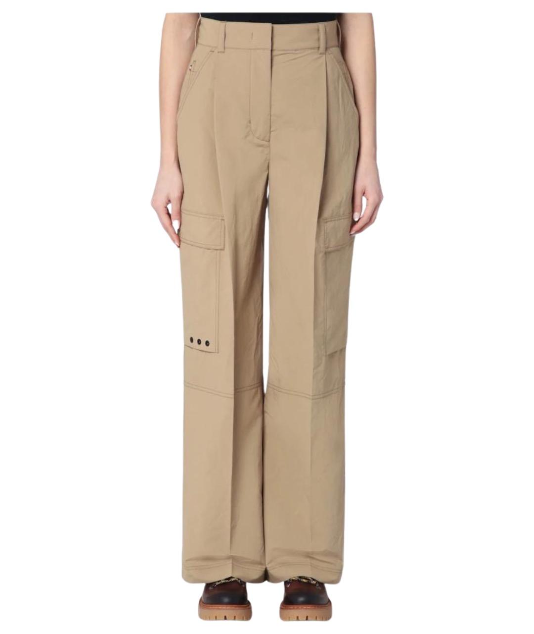 MONCLER GRENOBLE Бежевые хлопковые прямые брюки, фото 1