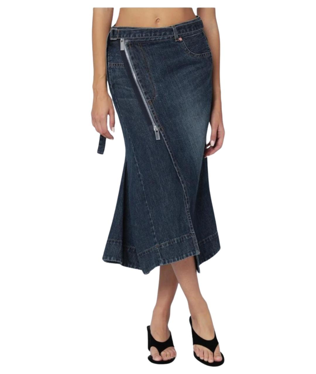 SACAI Синяя деним юбка миди, фото 1