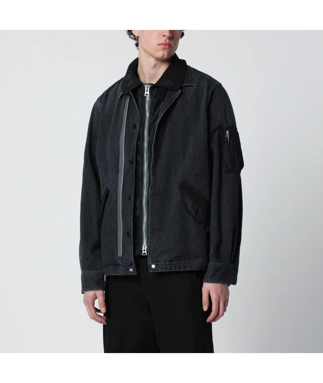 SACAI Черная деним куртка, фото 3