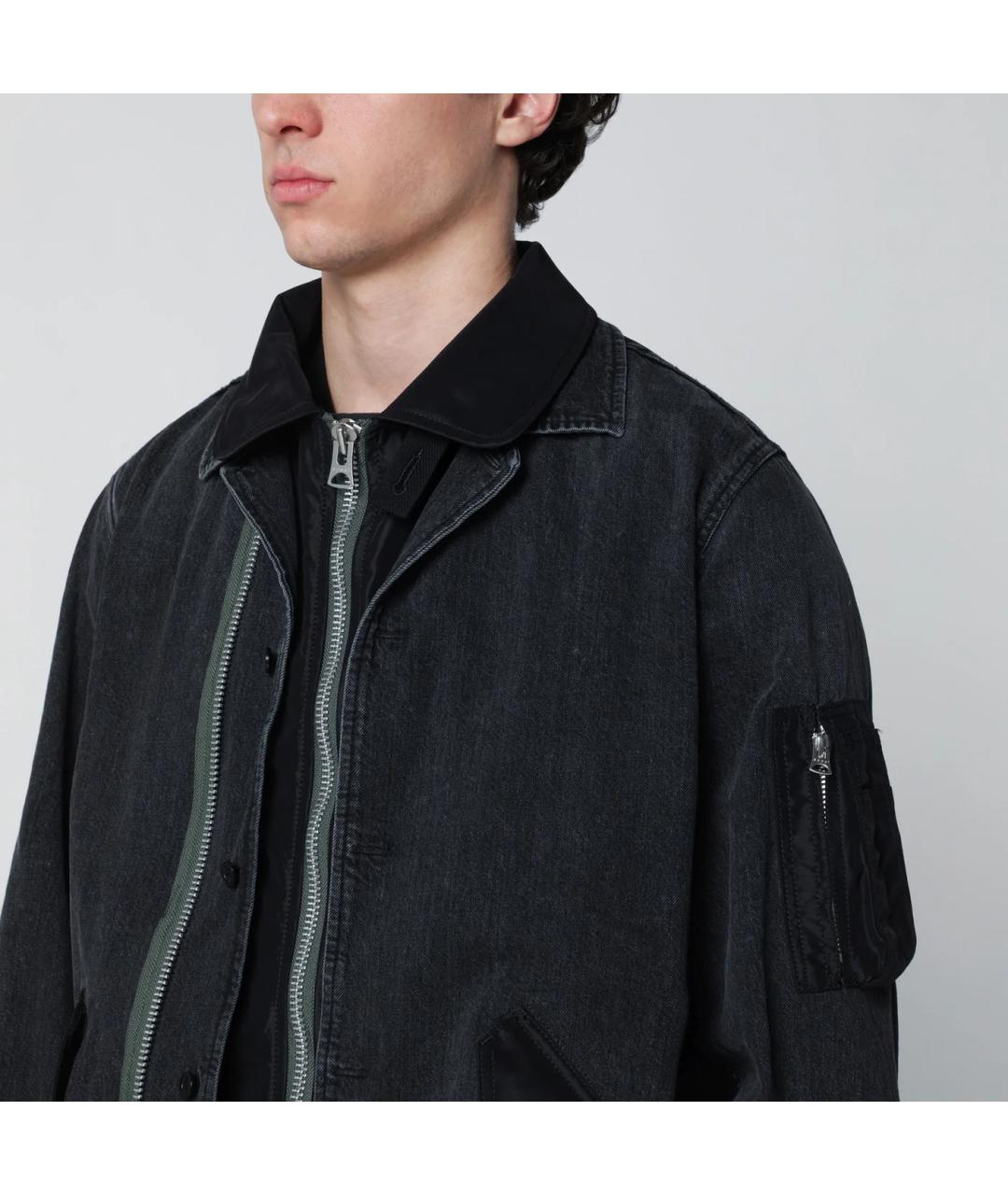 SACAI Черная деним куртка, фото 2