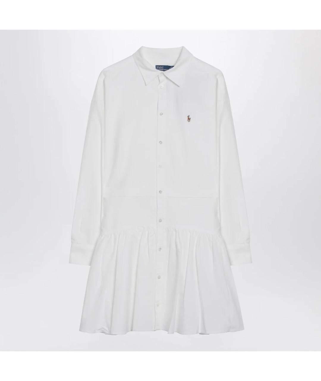 POLO RALPH LAUREN Белое хлопковое повседневное платье, фото 3