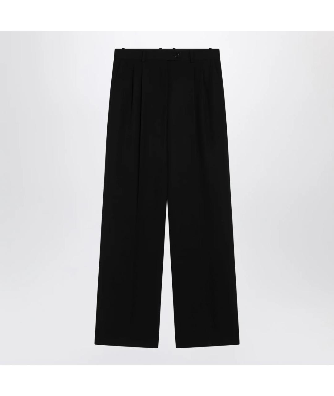 THE ROW Черные шерстяные прямые брюки, фото 3