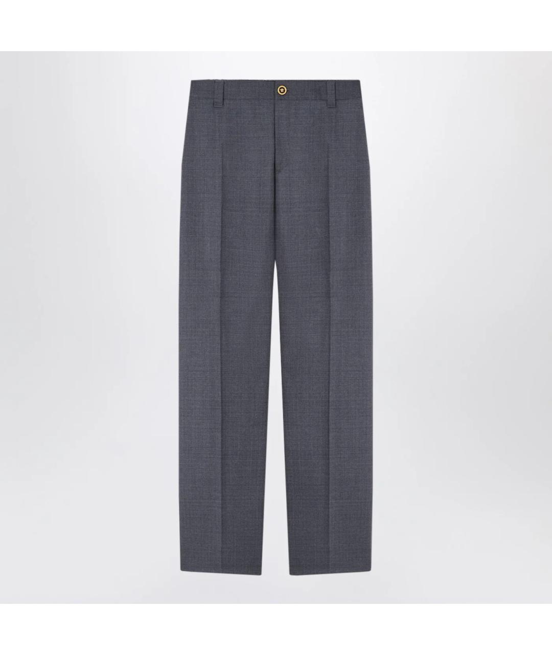 VERSACE Серые шерстяные классические брюки, фото 3