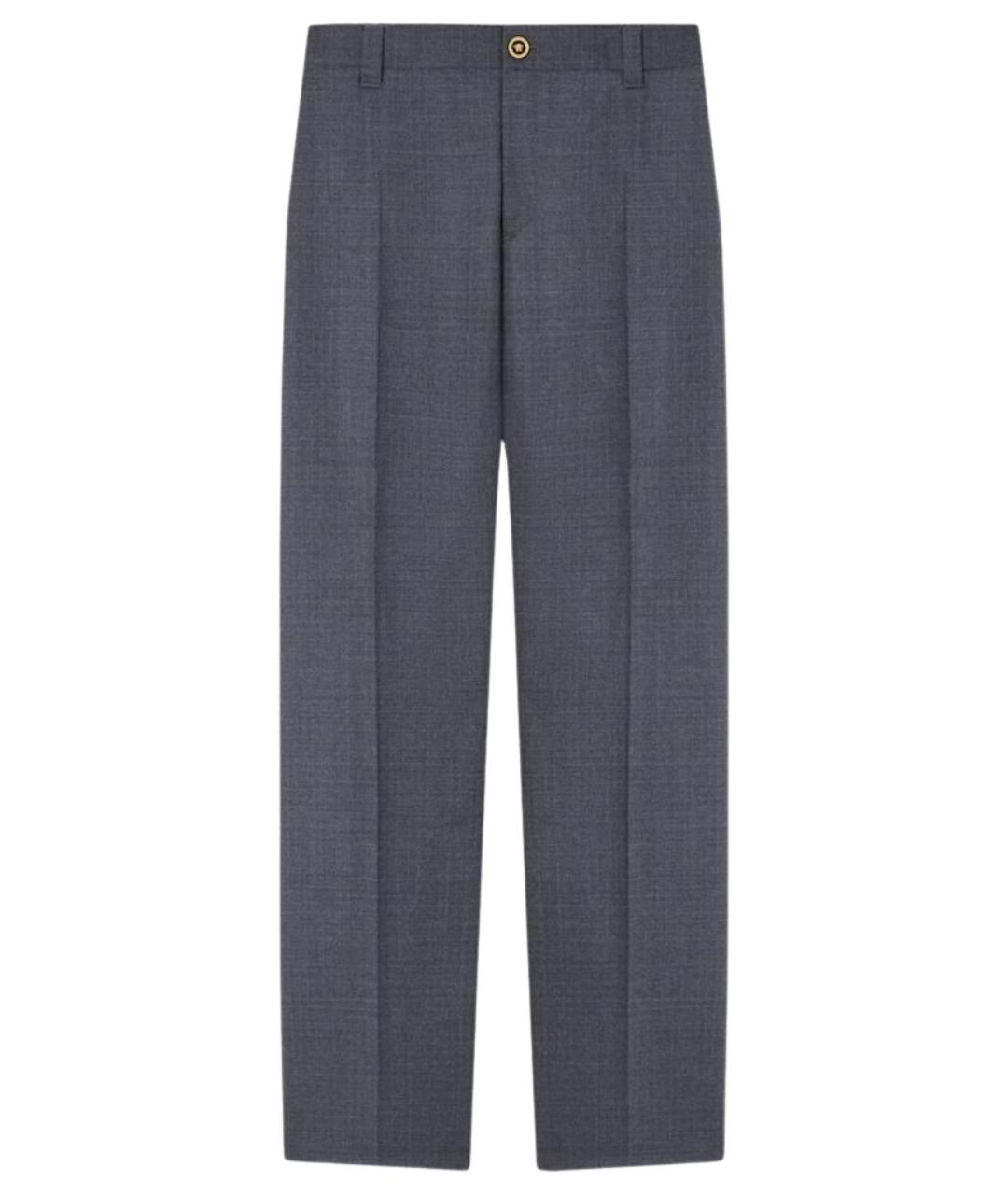 VERSACE Серые шерстяные классические брюки, фото 1