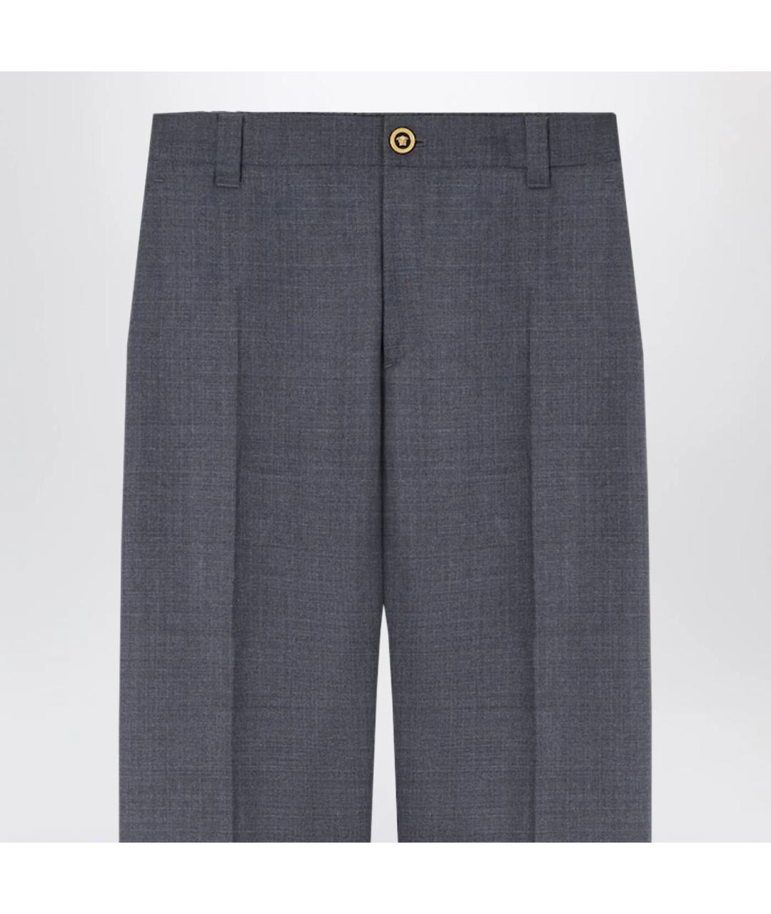 VERSACE Серые шерстяные классические брюки, фото 2