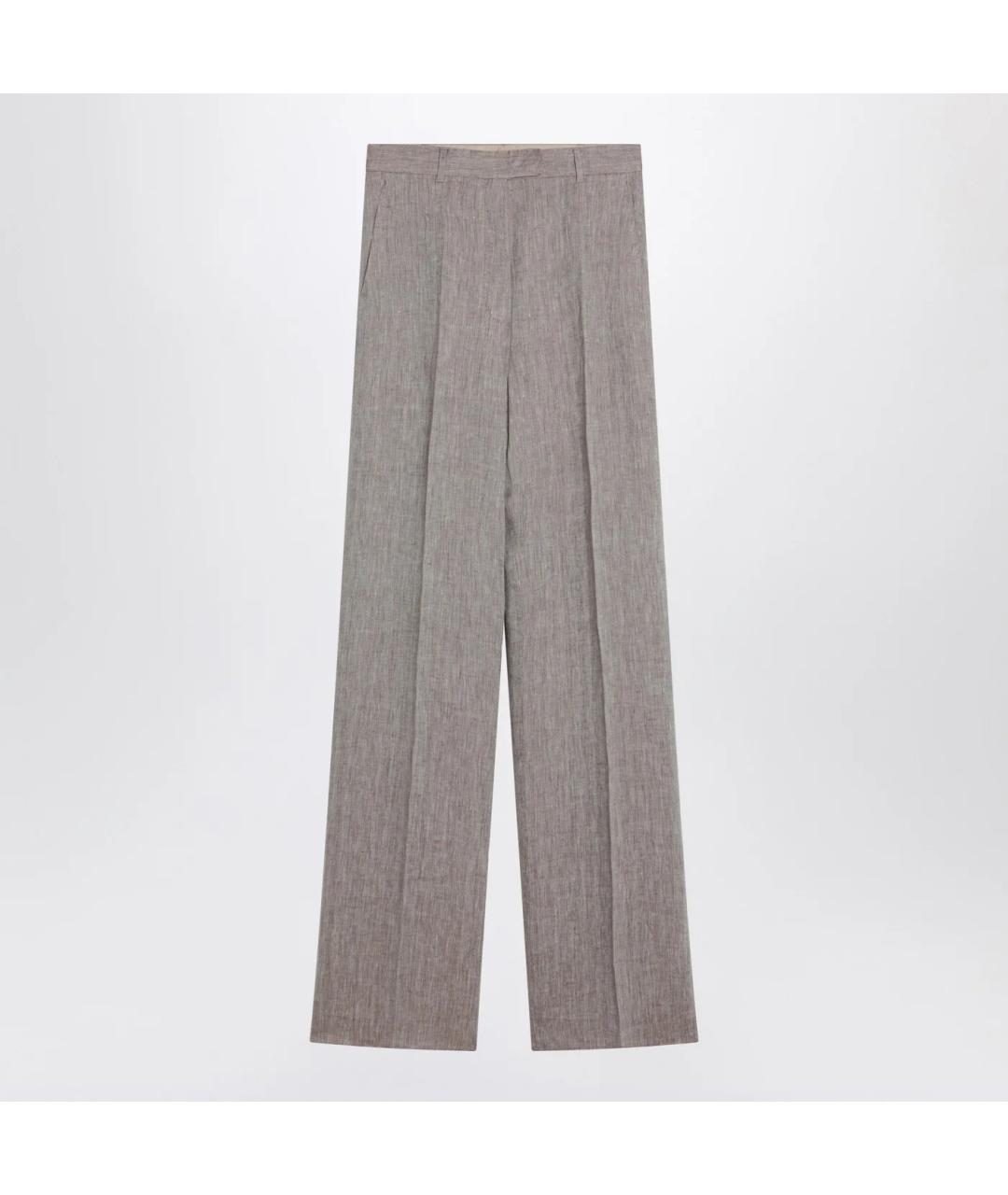 MAX MARA STUDIO Бежевые льняные прямые брюки, фото 3