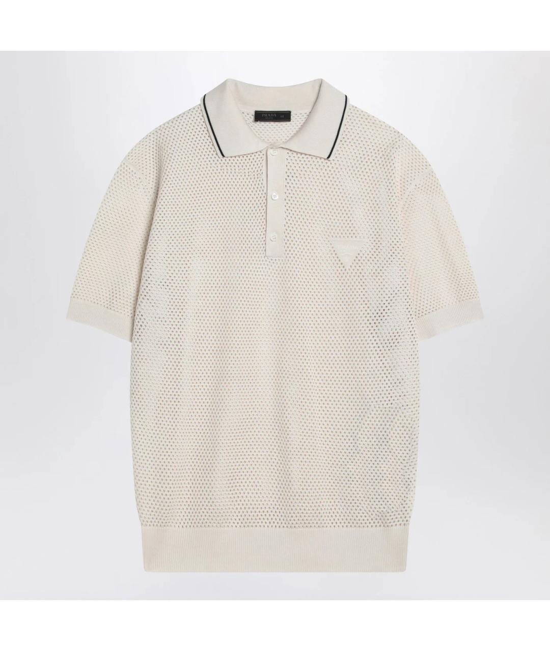 PRADA Белое хлопковое поло с коротким рукавом, фото 3