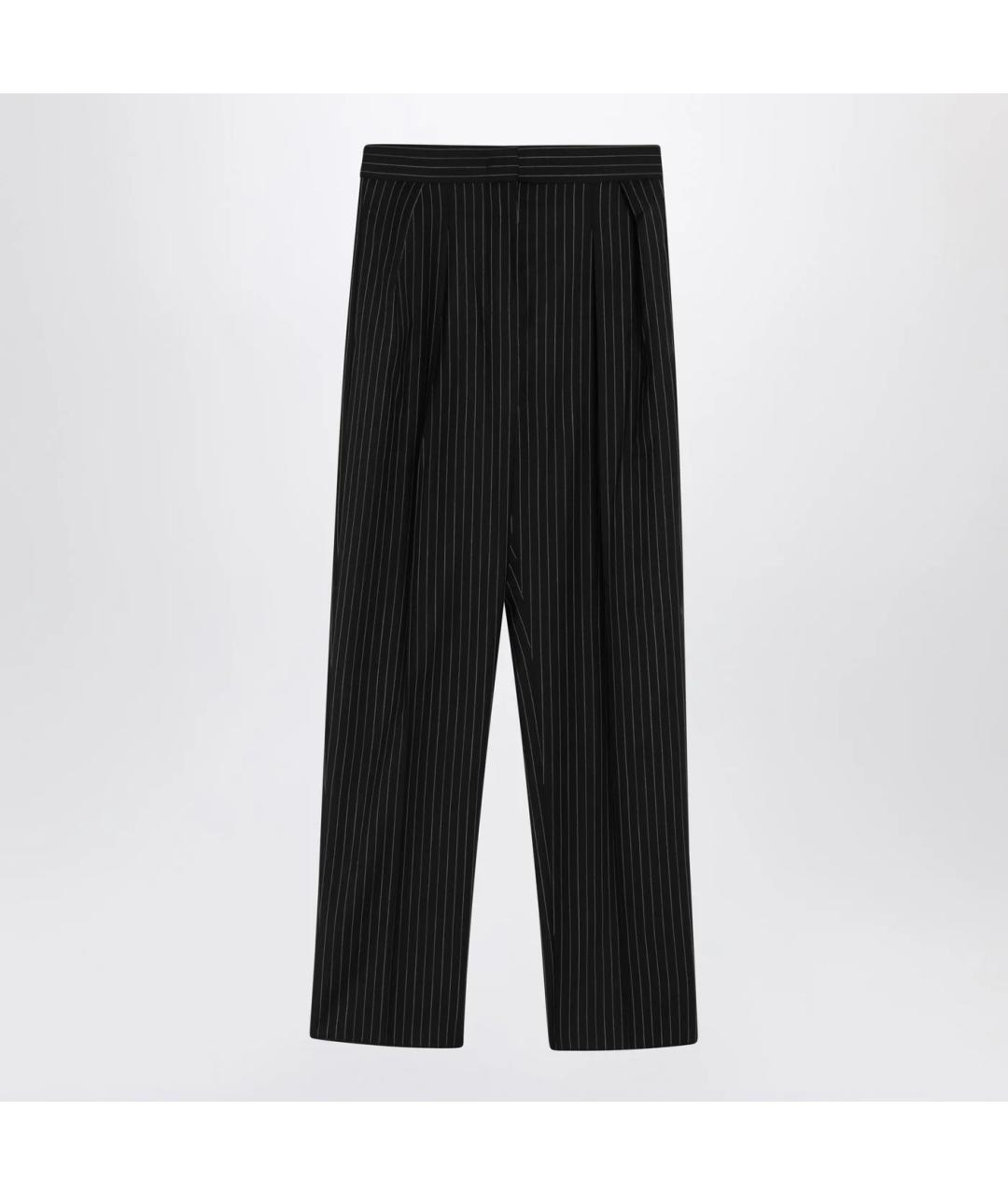 MAX MARA Черные хлопковые прямые брюки, фото 3