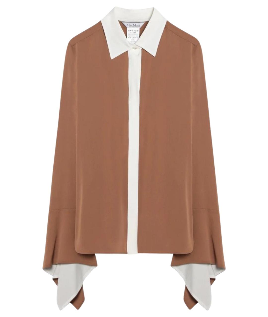 MAX MARA Коричневая шелковая рубашка, фото 1