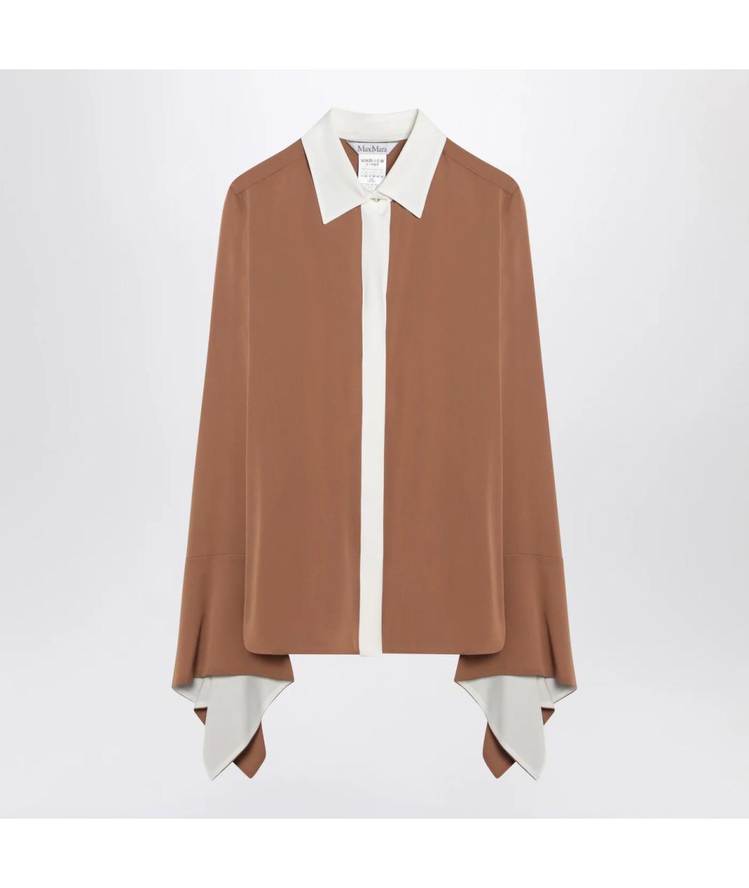 MAX MARA Коричневая шелковая рубашка, фото 3